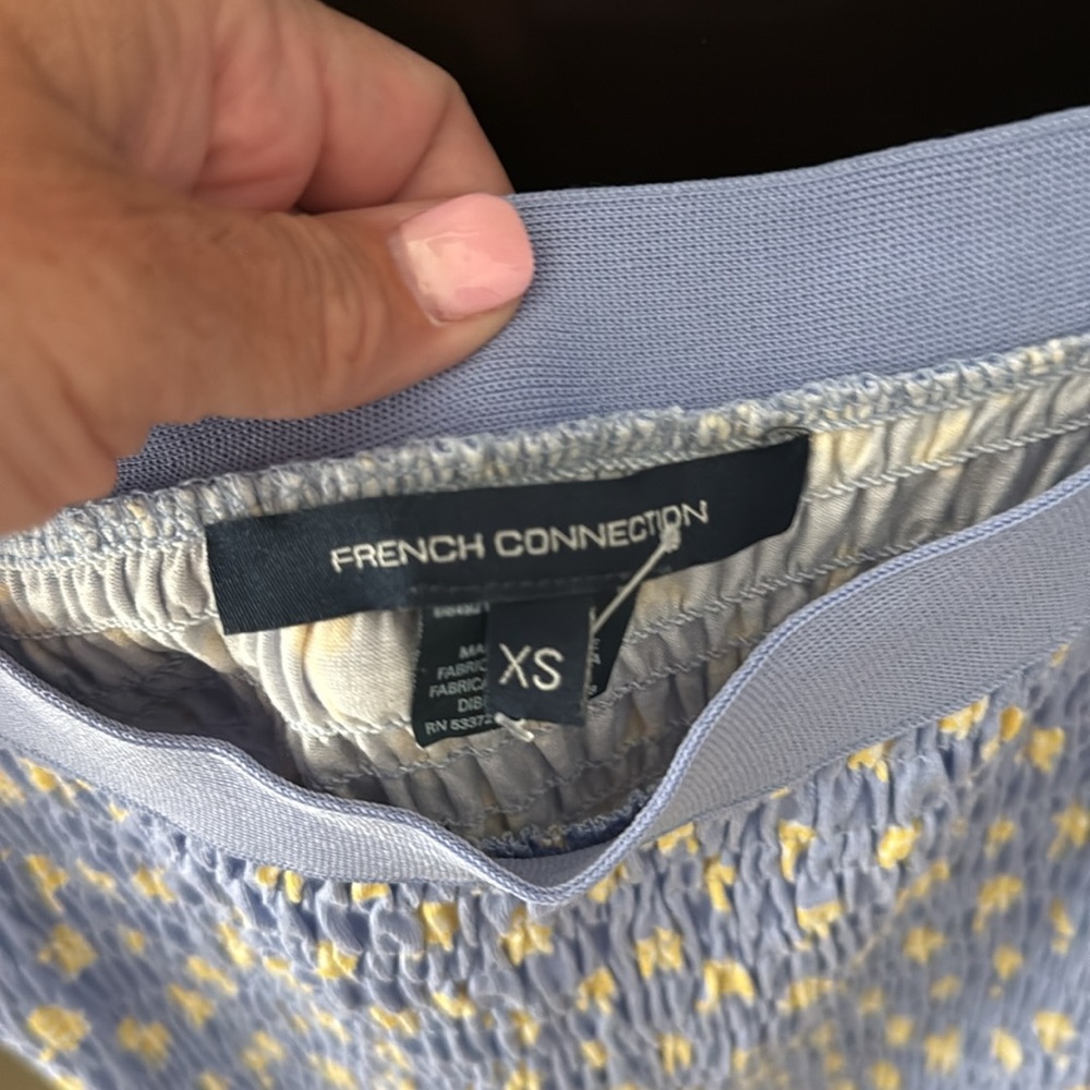 French Connection Peony-Doria Eco Ruched Dress In Paradiso Blue Multi - Picture 8 of 8